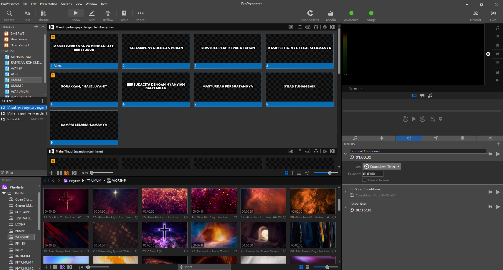 Tampilan Awal ProPresenter