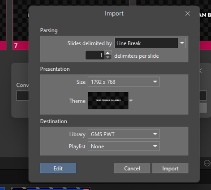Dialog Import